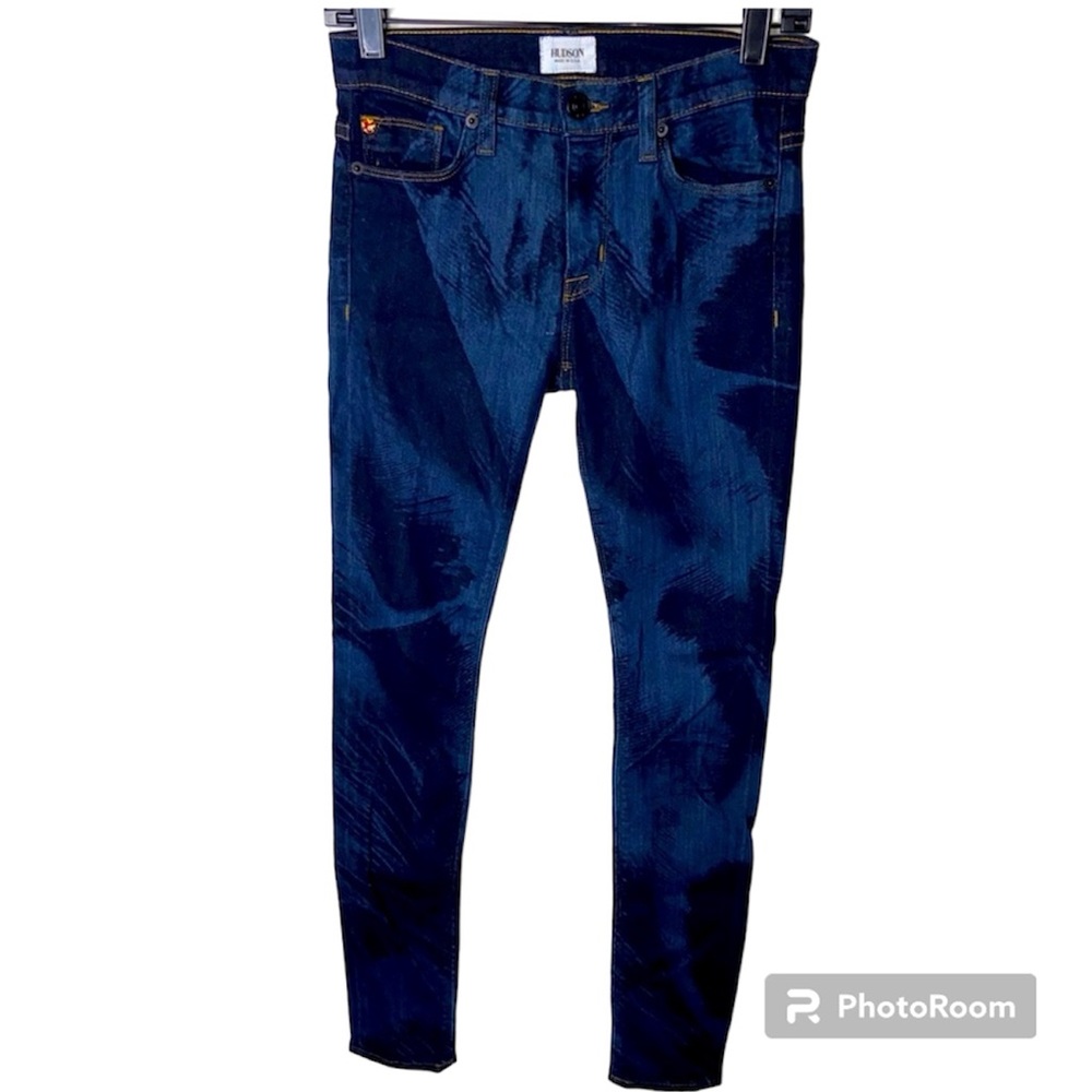 Hudson Jeans Size 25 Nico Super Skinny Midrise Denim Unique Dark Blue Wash Out